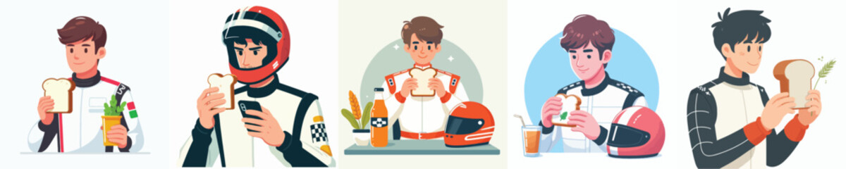 vector character racer eating bread