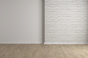 modern wall interior and wooden floor.3d render 