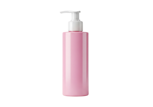 Pink plastic pump dispenser bottle for soap, lotion, or shampoo mockup. Isolated on transparent background, png