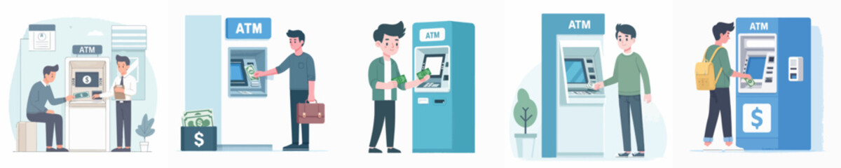 vector of young man taking money