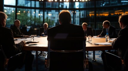 Global political discussion on nuclear power, diplomatic roundtable concept