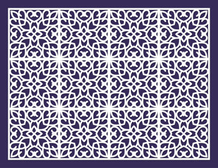 Obraz premium Intricate white geometric pattern with floral motifs, a decorative lattice design, and ornamental arabesque elements, perfect for architectural or interior design applications vector