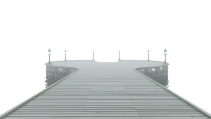 Obraz premium A minimalist illustration of a white wooden pier stretching into darkness creating a sense of