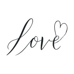 Elegant cursive Love with heart detail for design