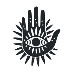 Obraz premium Mystical eye within hand symbol for healing and protection
