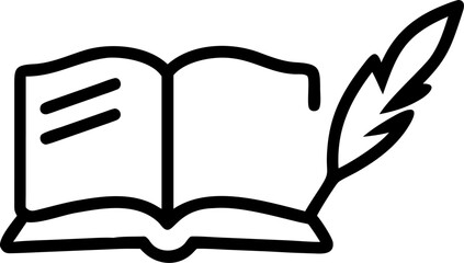 Classic book and quill pen illustration for writing and literature