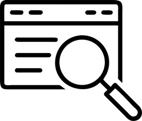 Magnifying glass inspecting a webpage for seo analysis