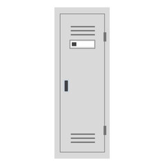  Simple gray metal locker cabinet with single door, ventilation slots, and handle, commonly used in schools, gyms, and workplaces.