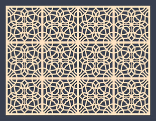 Geometric pattern laser cut panel with intricate arabesque design, decorative background element vector