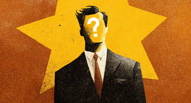 Anonymous businessman with question mark face