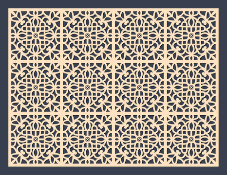 Intricate geometric pattern for laser cutting, cnc, or architectural screens, vector art vector