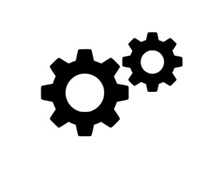 Fototapeta premium Silhouette of two black interlocking gears