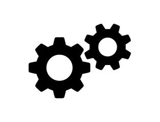 Silhouette of two black interlocking gears
