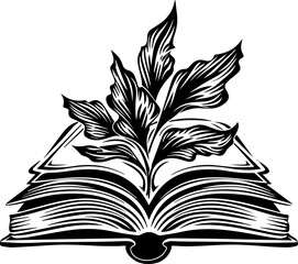 Knowledge blooms from open book, symbolizing growth, education, and learning visually