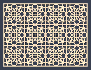 Geometric pattern with floral motifs, a decorative laser cut screen or panel with intricate design vector