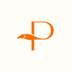 Simple Initial P Flat Logo Design. Fox Tail Letter P Logo. Logo Vector for Business, Brand Identity, Personal Logo
