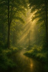 Naklejka premium The Forest's Fiery Dawn