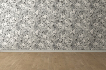modern wall interior and wooden floor.3d render 