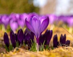 Fototapeta premium Close-up of a vibrant purple crocus