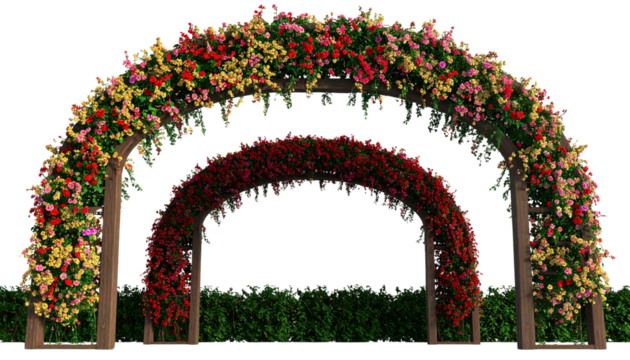 Celebrate Chinese New Year With Colorful Floral Arches Showcasing Vibrant Blooms and Festive Elegance, transparency background isolated on transparent background