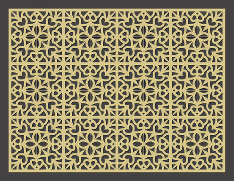 Intricate geometric pattern with floral motifs, a decorative lasercut screen design vector