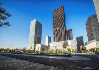 Stunning Modern Cityscape with Skyscrapers and Clear Blue Sky