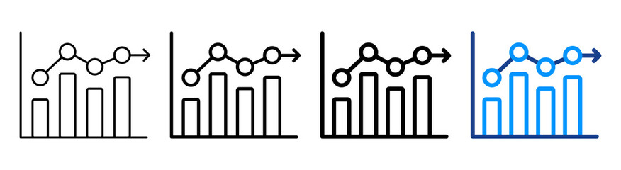Fluctuation Icon Multiple Outline Collection Set