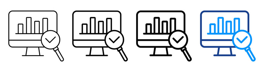 Data Analytics Icon Multiple Outline Collection Set