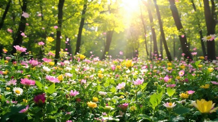 Fototapeta premium Vibrant Spring Bloom in a Wild Forest