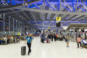Blur background : Terminal Departure Check-in at airport with bokeh