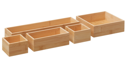 Square wooden storage box cut out isolated transparent background