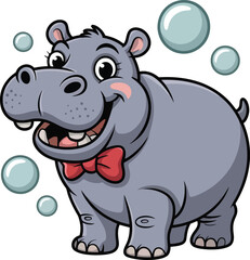 Obraz premium Cute cartoon a illustrator vector hippopotamus