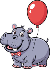Fototapeta premium Cute cartoon a illustrator vector hippopotamus