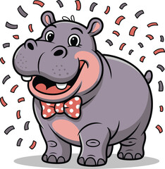 Fototapeta premium Cute cartoon a illustrator vector hippopotamus