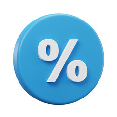 3d blue circle percentage sign discount offer isolated on a white background