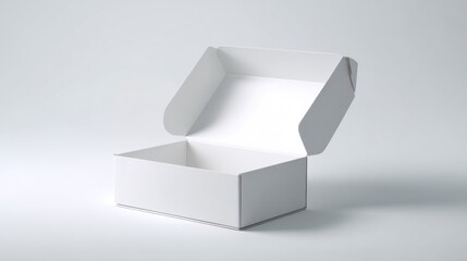 Realistic Open Disposable Box on White Table with Clean Light Setup and Folding Detail