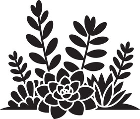 Succulent Plant Silhouette Vector Illustration Botanical Graphic Design Element Isolated