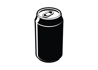 Soda can pop tab silhouette black vector white background