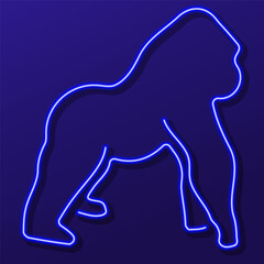 gorilla neon sign, colorful modern design trends on black background. Vector illustration.