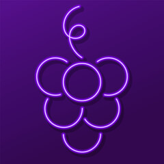 grape neon sign, colorful modern design trends on black background. Vector illustration.