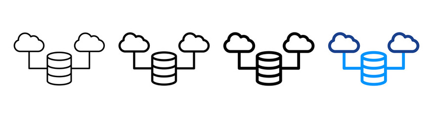 Cloud Database Icon Multiple Outline Collection Set