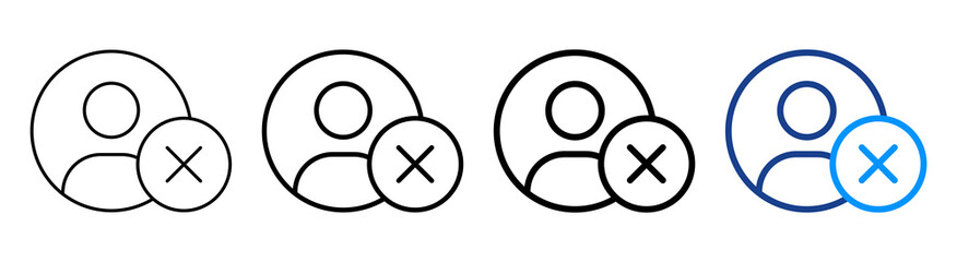 Ban User Icon Multiple Outline Collection Set