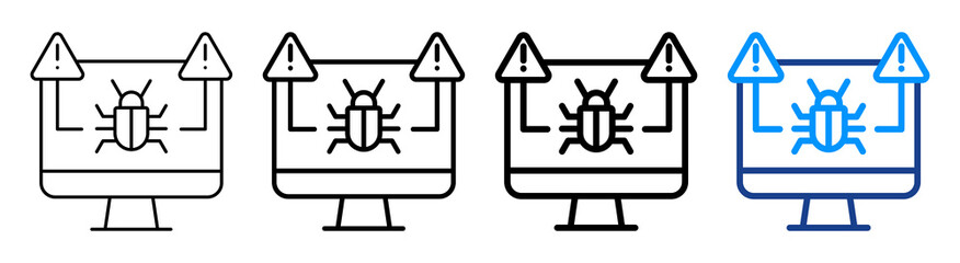 Malware Icon Multiple Outline Collection Set