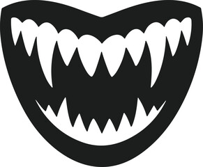 Obraz premium Vampire Fangs – Scary Monster Smile Silhouette Vector