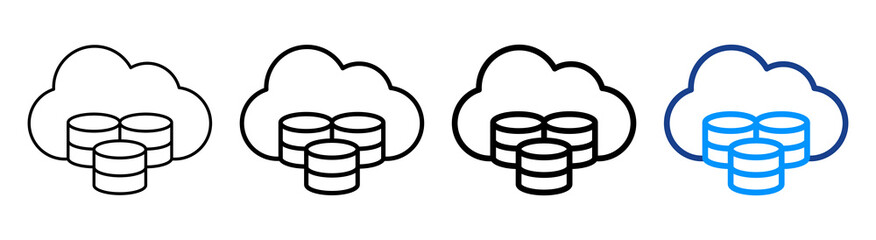 Cloud Storage Icon Multiple Outline Collection Set