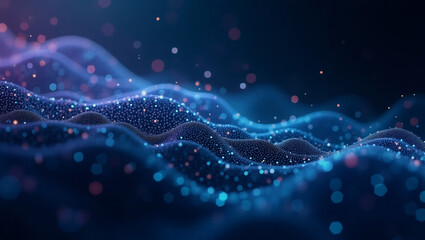 A Futuristic 3D Landscape of Network Connections with Nodes and Data Flow