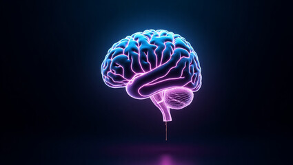 A Futuristic Hi-Tech Human Brain Composed of Vibrant Neural Connections and Data Streams