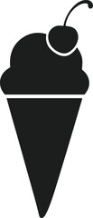 Ice Cream Cone Silhouette with Cherry – Minimal Dessert Vector
