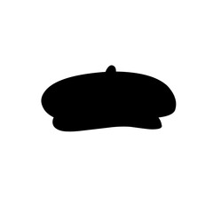 Black french beret hat silhouette 