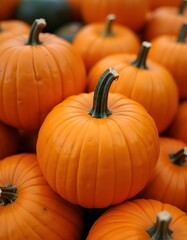 Obraz premium Close-up of pile of pumpkins